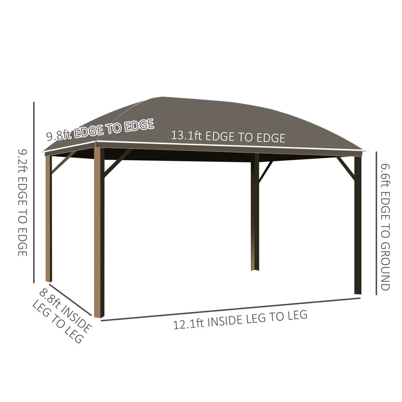 Outsunny 10' x 13' Aluminum Hardtop Gazebo with Steel Roof, Curtains and Netting