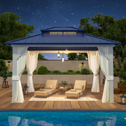 Erommy 10x12 Blue Gazebo backyard