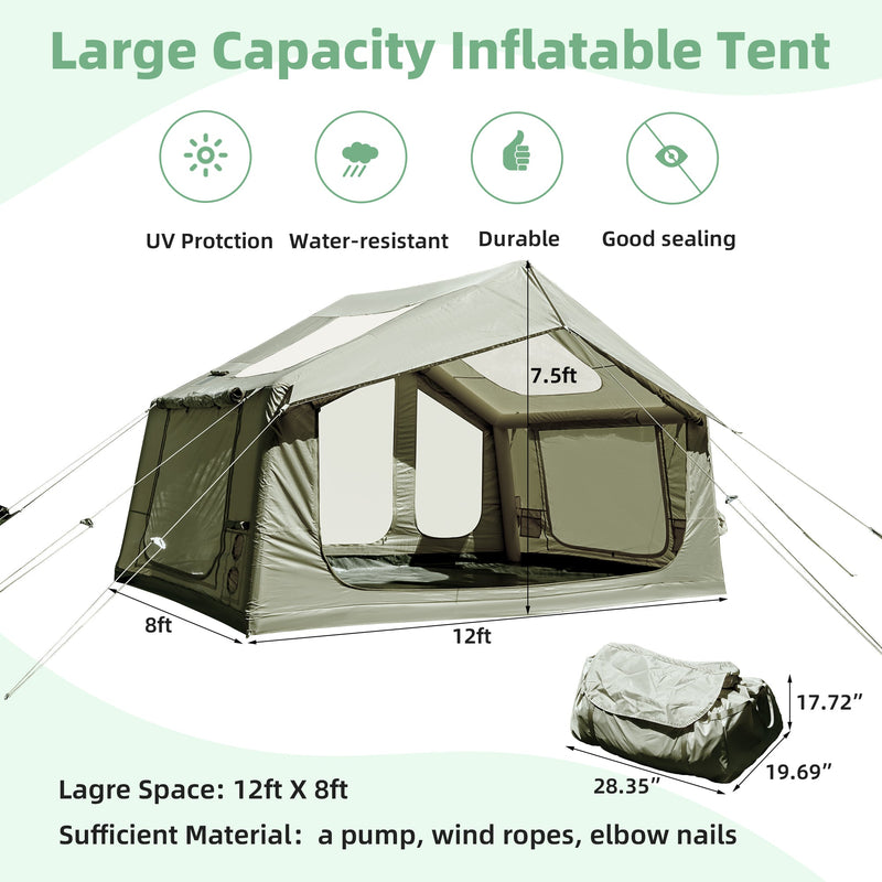 Erommy 6 Person Inflatable Tent with Skylights – 8.2x11.8x7.5ft