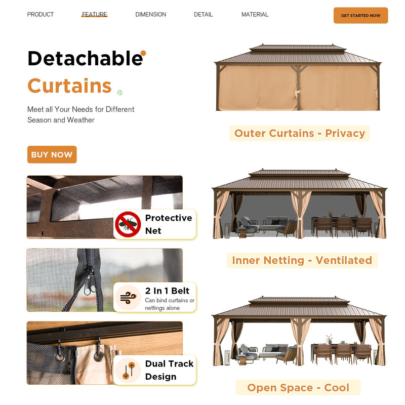Erommy 12x24 Hardtop Gazebo column and gusset detail