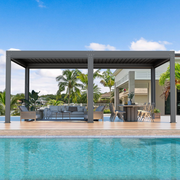 Erommy 10x20 Louvered Pergola with Pull-Down Screen exterior