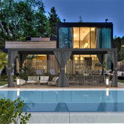Erommy 12x24 Louvered Pergola Grey exterior