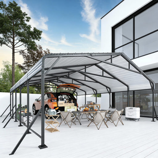 Erommy 20x24 Heavy Duty Metal Carport with Galvanized Steel Frame and Roof