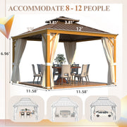Erommy 12x12 Wood Grain Gazebo side angle