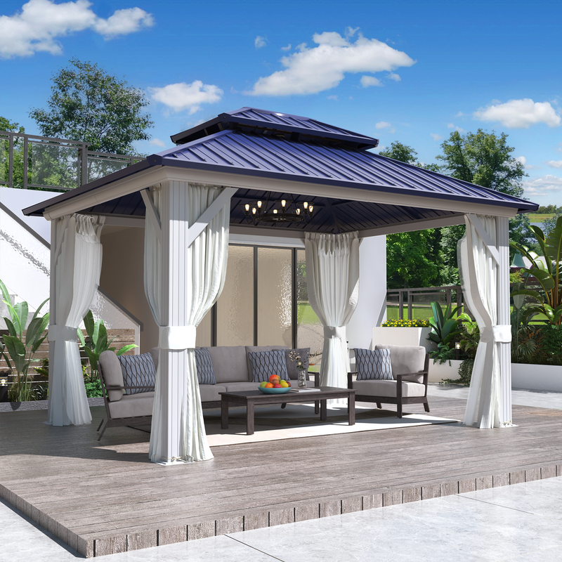 Erommy 10x12 Blue Hardtop Gazebo exterior