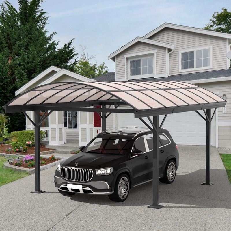 Erommy 10x15 Aluminum Carport with UV-Resistant Polycarbonate Roof Panels