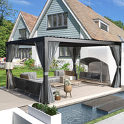 Erommy 10x12 Louvered Pergola Dark Grey exterior view