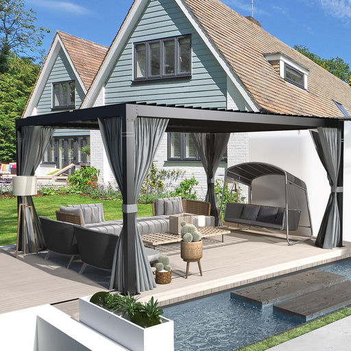 Erommy 10x12 Louvered Pergola Dark Grey exterior view