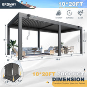 Erommy 10x20 Screen Pergola 3D render