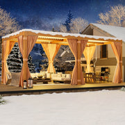 Erommy 12x20 Wood Grain Pergola lifestyle backyard