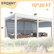 Erommy 10x20 Electric Pergola screens deployed