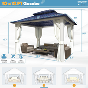Erommy 10x12 Blue Gazebo side view