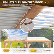 Erommy 12x20 Wood Grain Pergola side angle