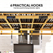 Outsunny 13' x 6' Wood Hardtop BBQ Grill Gazebo with Metal Roof and Bar Shelves