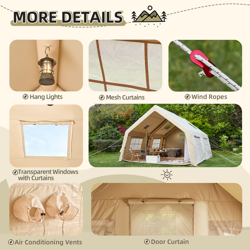 Erommy 10-12 Person Extra Large 4 Season Tent with Stove Jack – 11.7x15.5x8ft
