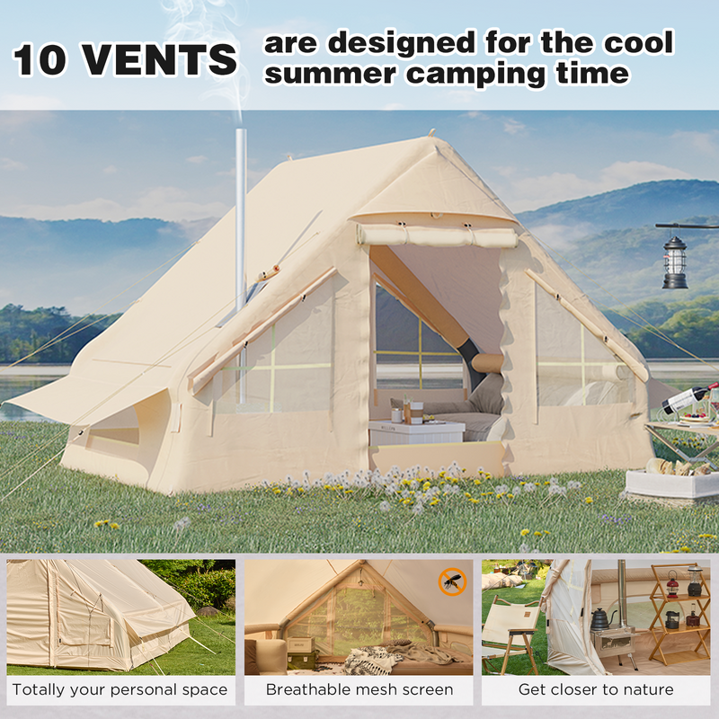 Erommy 4-Person Oxford Inflatable Camping House – 6.8x9.8x6.5ft