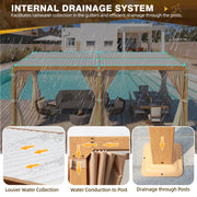 Erommy 12x20 Wood Grain Pergola roof detail