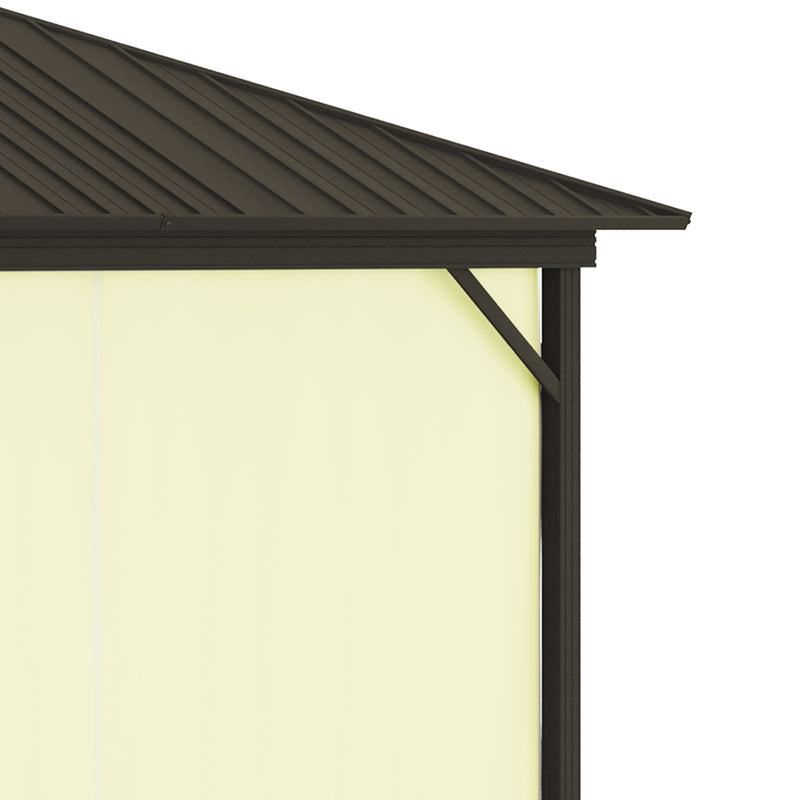 Outsunny 11.9' x 9.8' Aluminum Hardtop Gazebo with Metal Roof, Curtains and Netting
