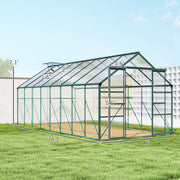 Outsunny 16' x 8' Aluminum Walk-In Greenhouse with Polycarbonate Panels and Rain Gutter