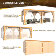 Erommy 12x20 Wood Grain Pergola curtains closed