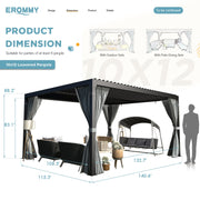 Erommy 10x12 Louvered Pergola side angle