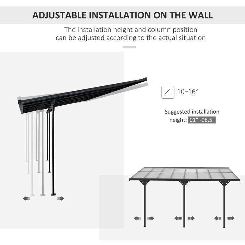 Outsunny 16.5' x 10' Aluminum Pergola with Polycarbonate Roof and UV Protection