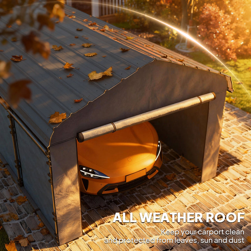 Outsunny Metal Carport with Galvanized Steel Roof and Removable Sidewalls