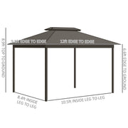 Outsunny 10' x 12' Metal Hardtop Gazebo with Double Roof, Curtains and Netting