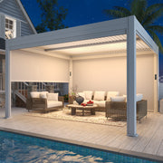 Erommy 10x13 Electric Louvered Pergola White exterior