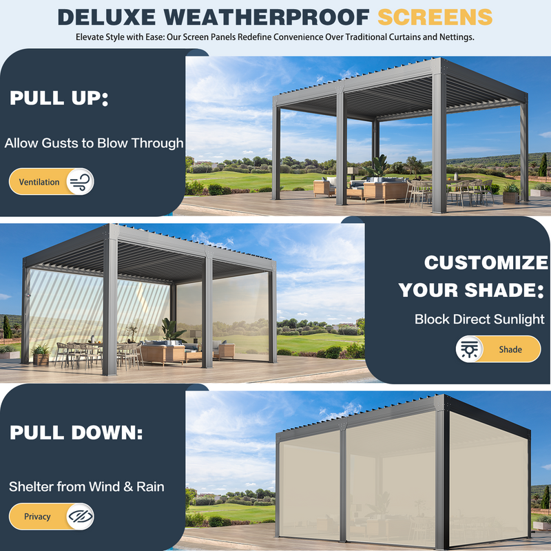 Erommy 12x16 Screen Pergola drainage system