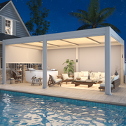 Erommy 12x20 Electric Louvered Pergola White exterior