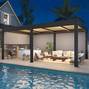 Erommy 12x20 Electric Pergola Black exterior