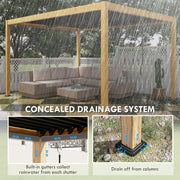Outsunny 10' x 13' Aluminum Louvered Pergola with Adjustable Roof and Hidden Drainage