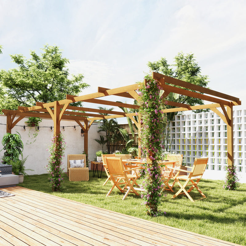 Outsunny 20' x 10' Fir Wood Pergola with Grape Trellis
