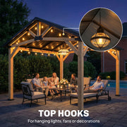 Outsunny 13' x 11' Fir Wood Hardtop Gazebo with Galvanized Metal Roof