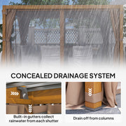 Outsunny 10' x 13' Aluminum Retractable Louvered Pergola with Curtains and Netting