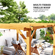 Outsunny 20' x 10' Fir Wood Pergola with Grape Trellis