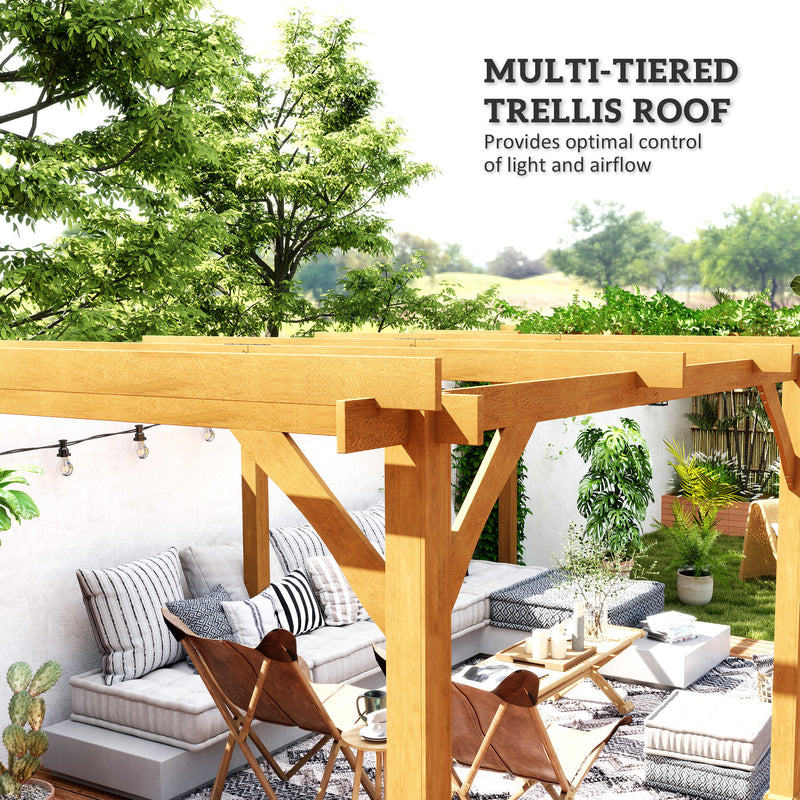 Outsunny 20' x 10' Fir Wood Pergola with Grape Trellis