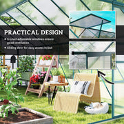 Outsunny 16' x 8' Aluminum Walk-In Greenhouse with Polycarbonate Panels and Rain Gutter