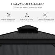 Outsunny 10' x 12' Aluminum Hardtop Gazebo with Double Roof and Enclosed Sidewalls