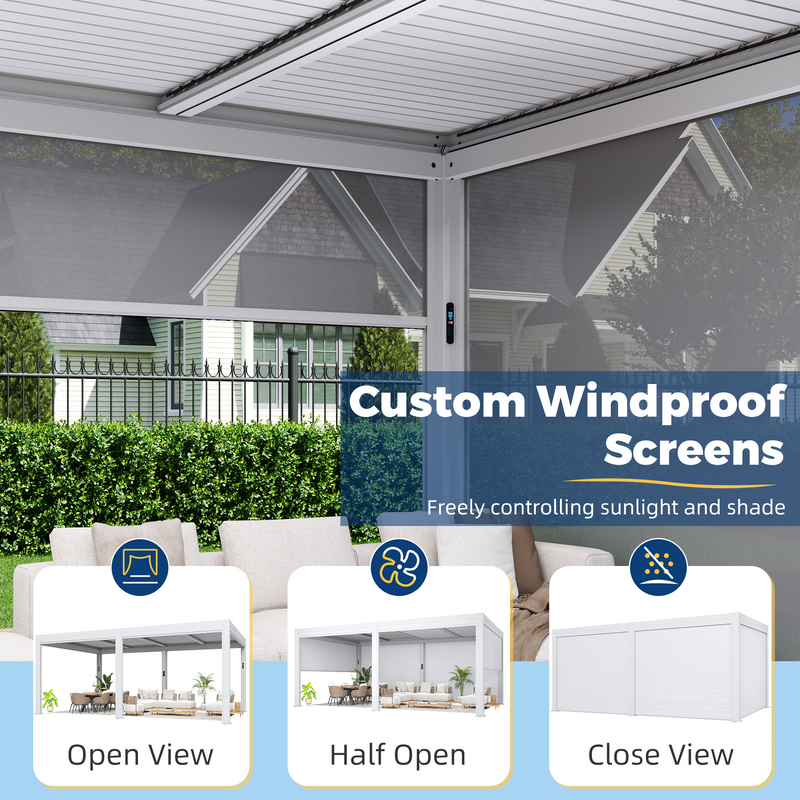 Erommy 12x20 Electric Pergola split roof control