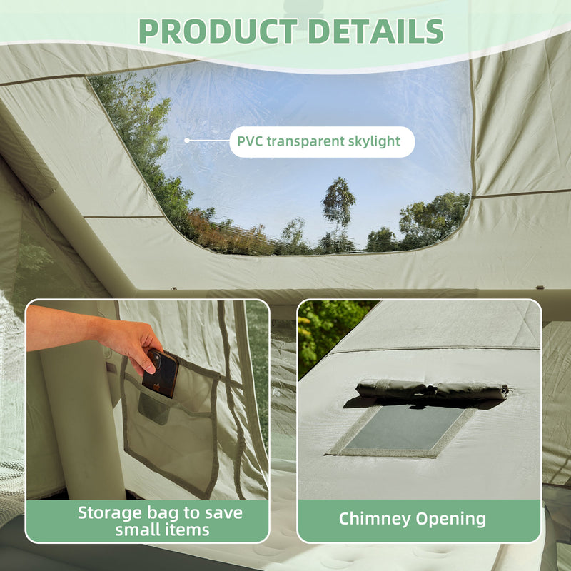 Erommy 6 Person Inflatable Tent with Skylights – 8.2x11.8x7.5ft