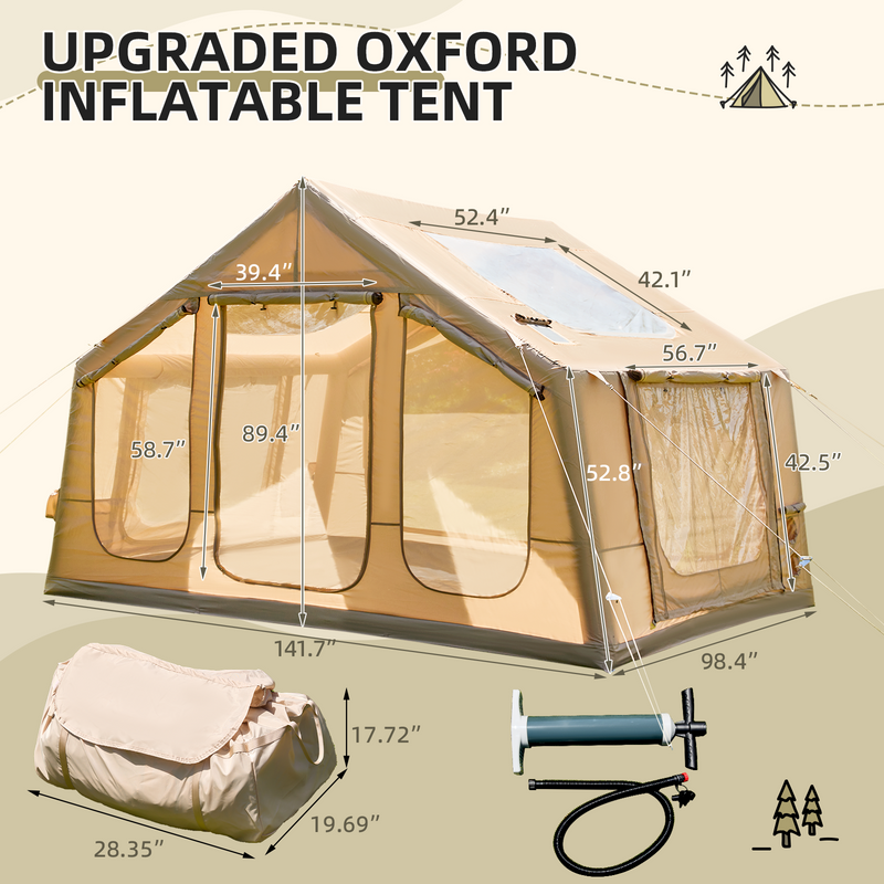 Erommy 6-10 Person 4 Season Inflatable Tent – 8.2x11.8x7.5ft
