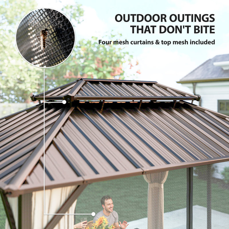 Outsunny 10' x 14' Aluminum Hardtop Gazebo with Double Galvanized Steel Roof