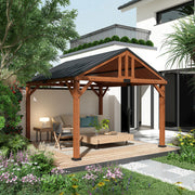 Outsunny 11' x 12' Wood Frame Hardtop Gazebo with Waterproof Asphalt Roof