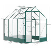 Outsunny 8' x 6' Aluminum Greenhouse with Polycarbonate Panels and Roof Vent