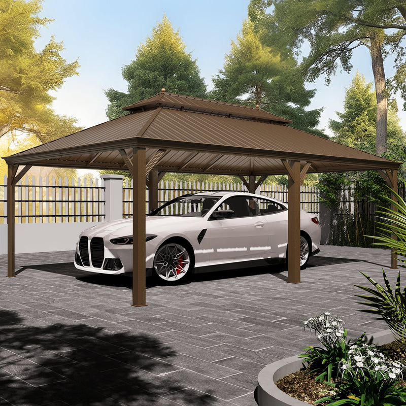 Erommy 14x22 Hardtop Gazebo with Galvanized Steel Double Roof and Insect Screen