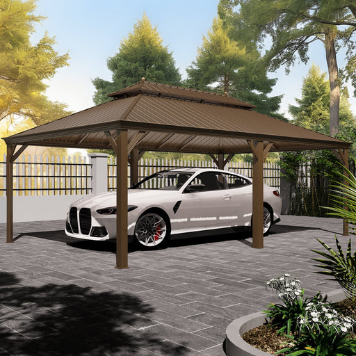 Erommy 14x22 Hardtop Gazebo with Galvanized Steel Double Roof and Insect Screen