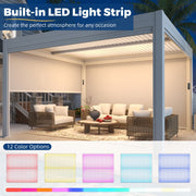 Erommy 10x13 Electric Pergola LED lighting night view