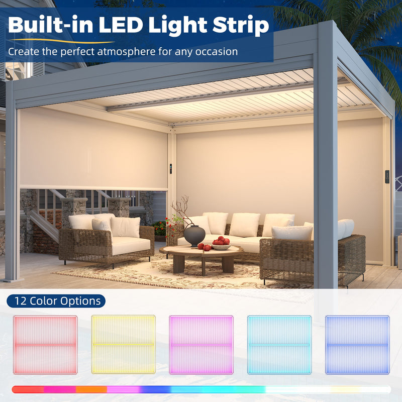 Erommy 10x13 Electric Pergola LED lighting night view